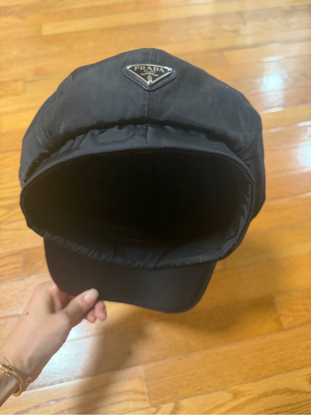 Prada Black Logo Nylon Hat Sz M - Picture 3 of 6